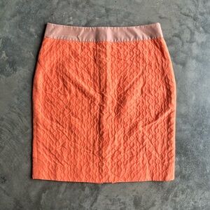 J Crew Textured Orange Knee Length cotton silk blend Pencil Skirt Size 6